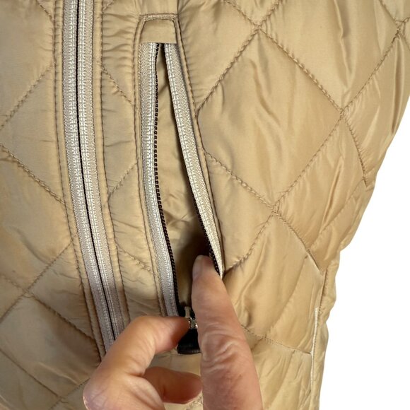 Lands' End PrimaLoft tan sleeveless mock neck fully lined puffy vest small 6-8 - Picture 8 of 12